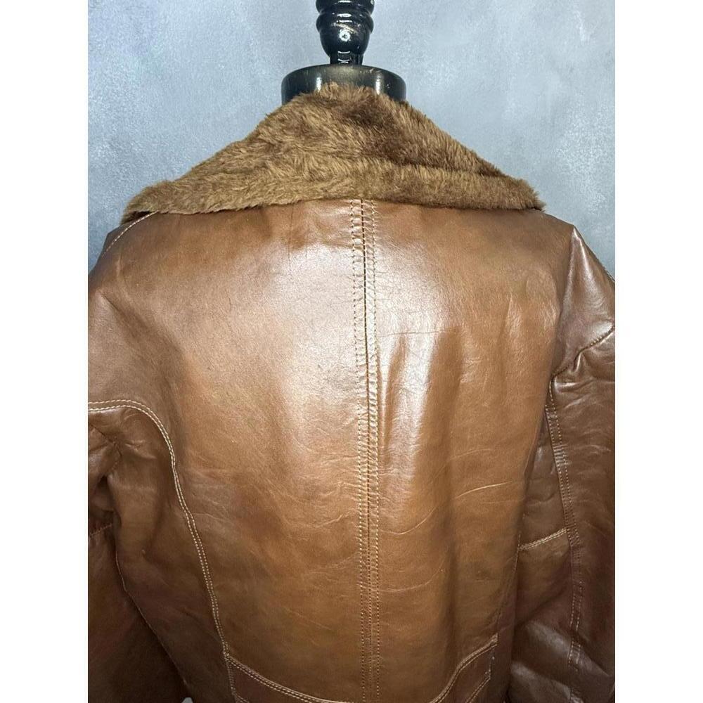 Field & Stream Brown Leather and Faux Fur Lined Men's Coat - Picture 7 of 9